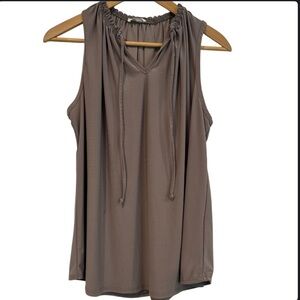 Rae Republic Sleeveless Light Brown Tie Front Blouse Size XL
